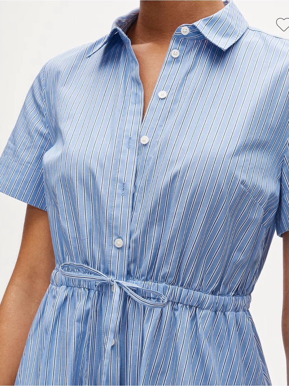 J. Crew Light Blue Cotton Poplin Striped Midi Shirt Dress Medium - Short Sleeves - Picture 4 of 6